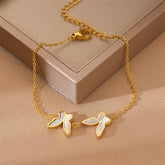 Arzonai 2022 Korean version of the white shell double butterfly bracelet small fresh temperament bracelet titanium steel water does not fade bracelet jewelry